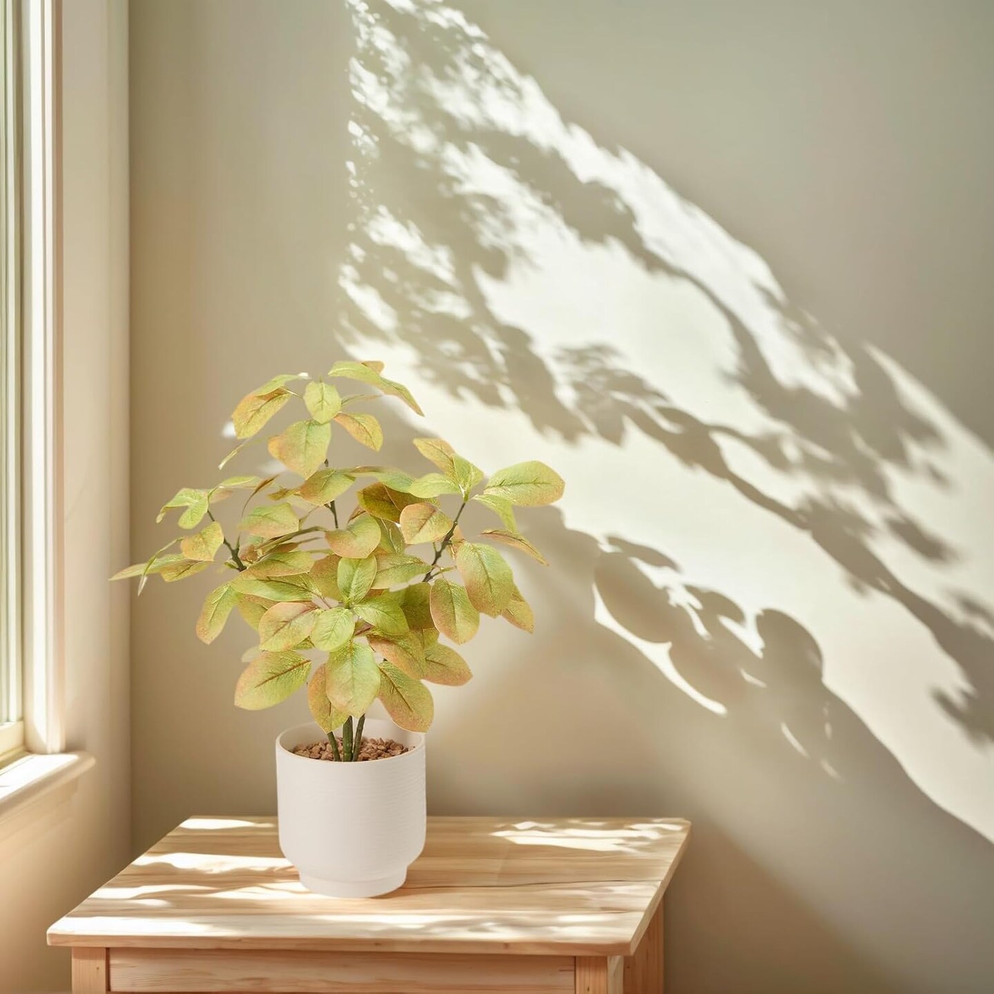 18" Fall Artificial Eucalyptus Plant,Indoor Fake Potted Plants with Ceramic Pots,Faux Plant Desk Plants for Living Room Kitchen Bathroom Office centerpieces Decor