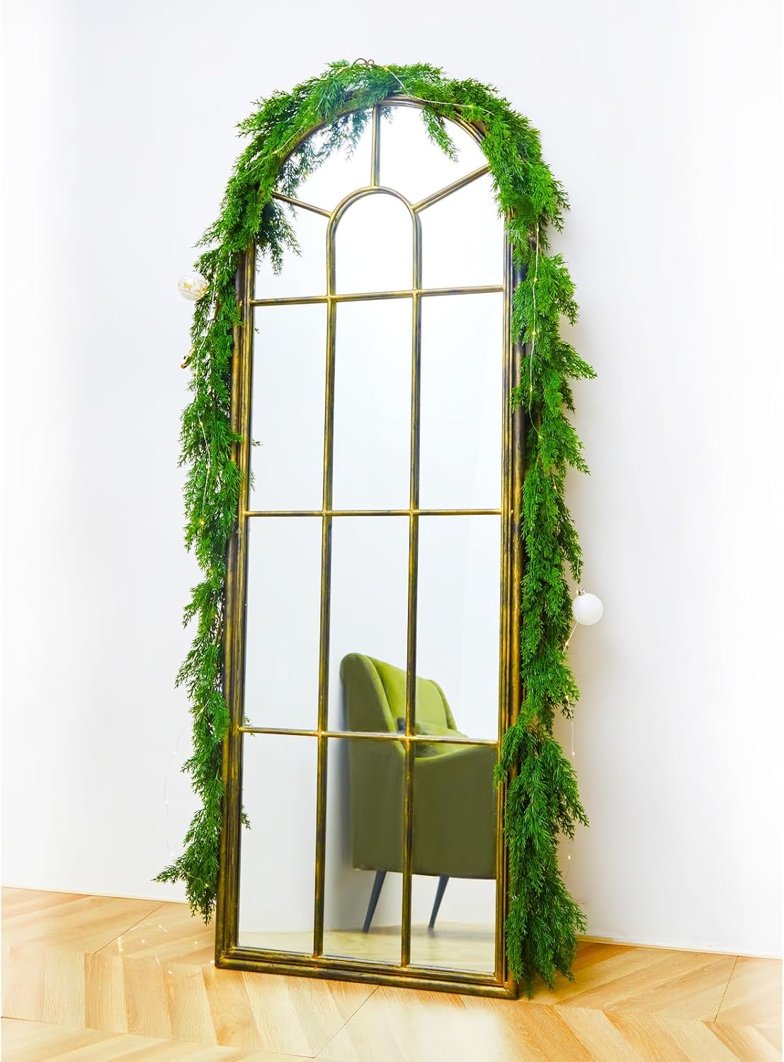 6FT Cedar Garland Realistic Christmas Garland with 16 FT LED Lights String