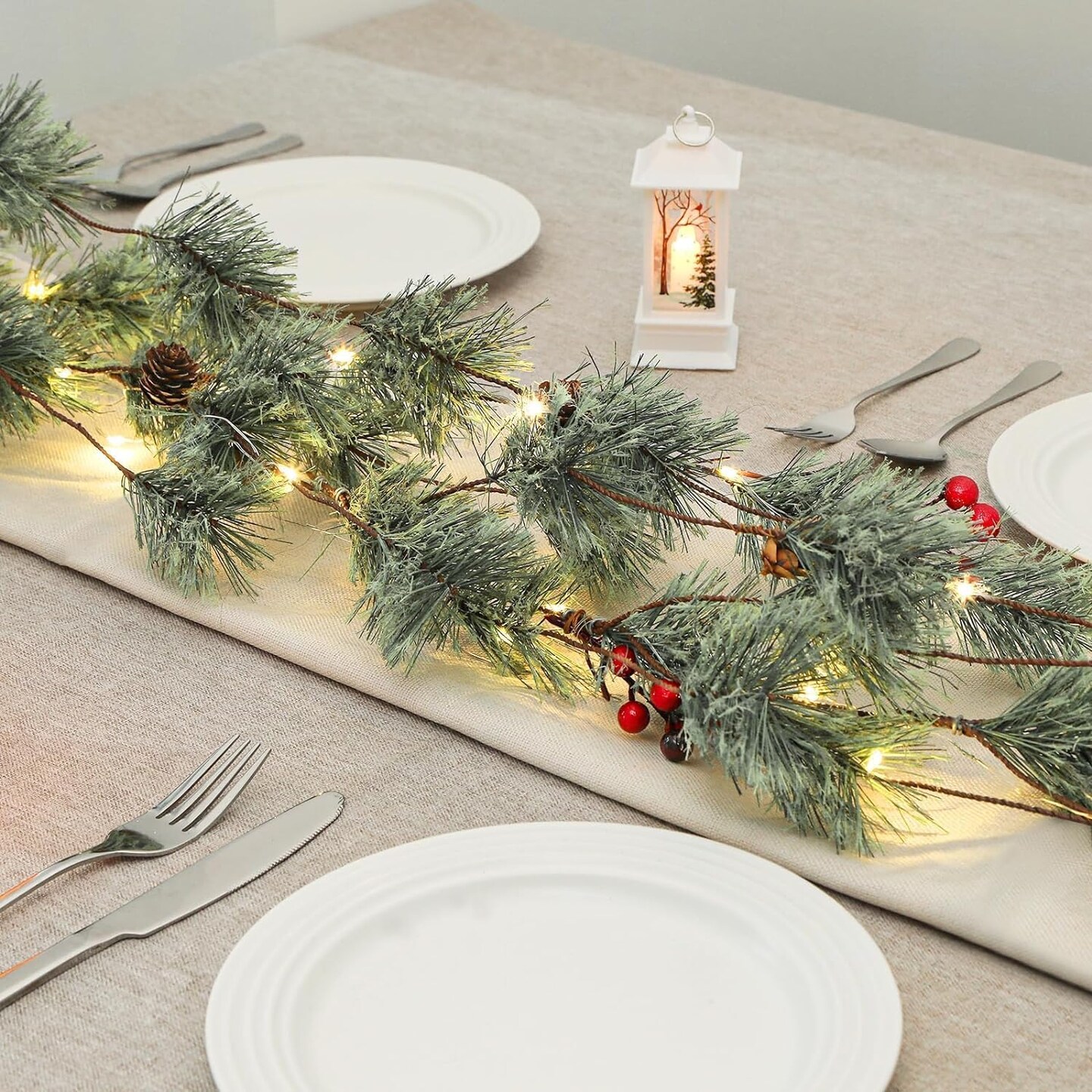 2 Pack 6FT Christmas Garland with Multi-Color Lights