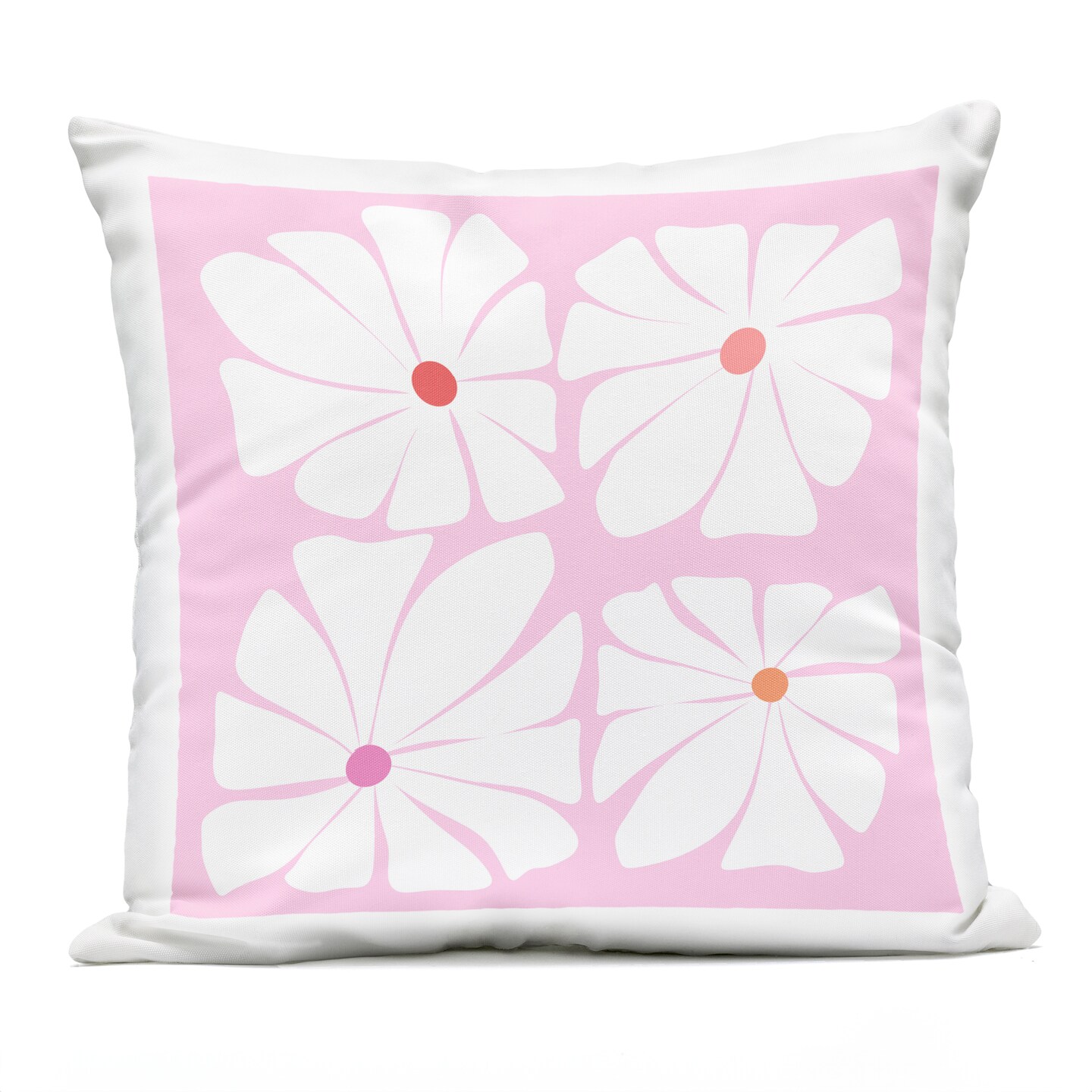 Stupell Industries Four Contemporary Daisies Outdoor Printed Pillow design by Pooja Dave, 18 x 7 x 18