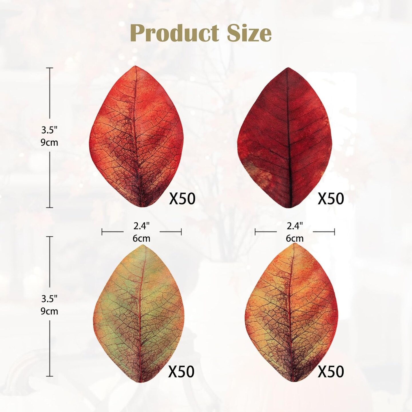 200 PCS Fall Leaves Assorted Color Artificial Magnolia Leave