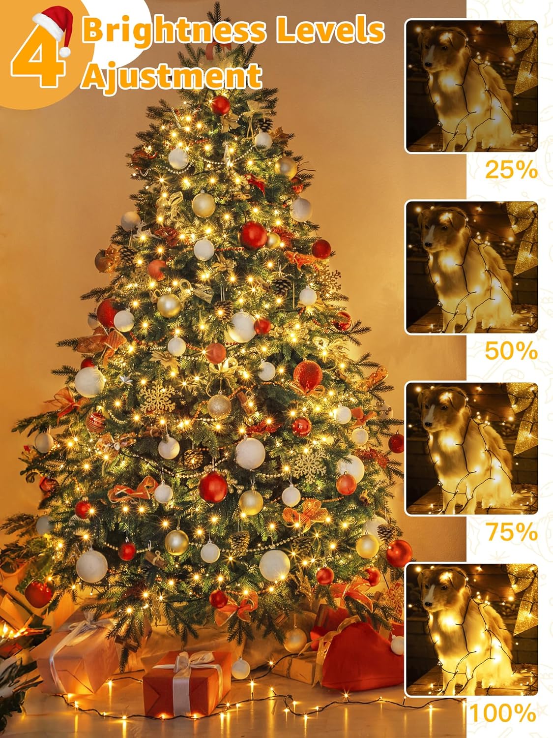500 LED 164 FT Christmas Lights, Waterproof Outdoor String Lights with ...