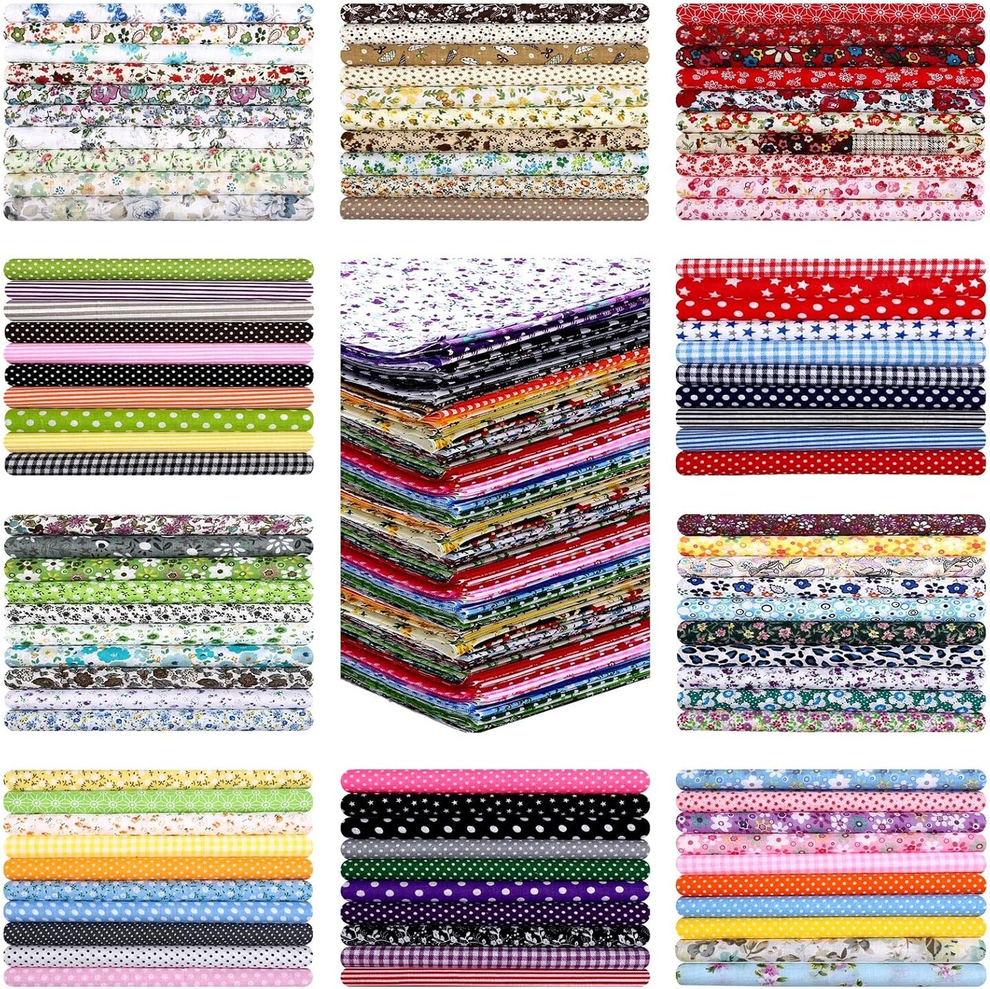 500 Pcs 4 x 4 Inch Cotton Fabric Squares Pre Cut Patchwork