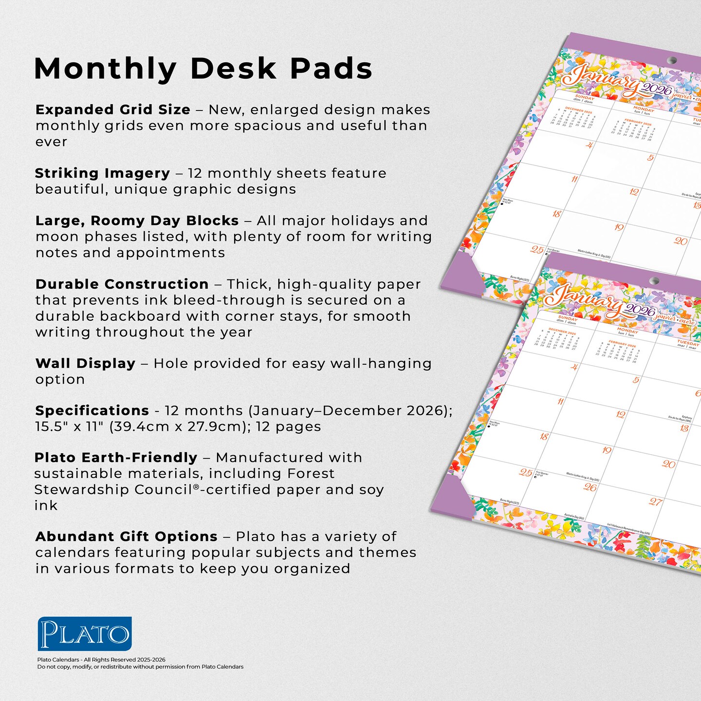 House of Turnowsky OFFICIAL | 2026 15.5 x 11 Inch Monthly Desk Pad Calendar