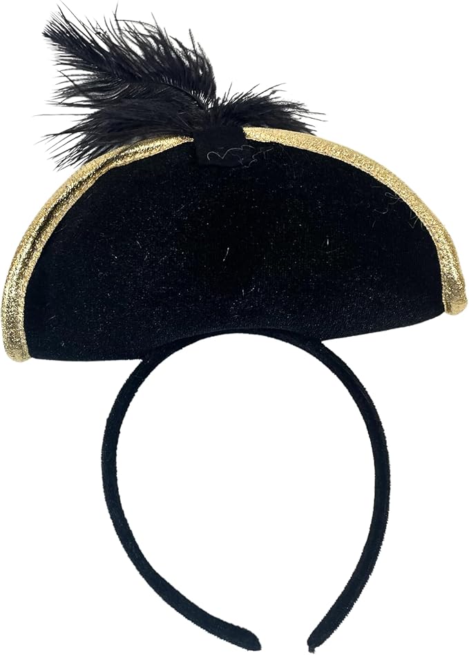 4E&#x27;s Novelty Black Pirate Headband Hat for Women &#x26; Girls &#x2013; Mini Pirate Hat with Skull &#x26; Feather &#x2013; Halloween Pirate Costume Accessories for Adults &#x26; Kids, Caribbean Cosplay, Dress Up Party Headwear