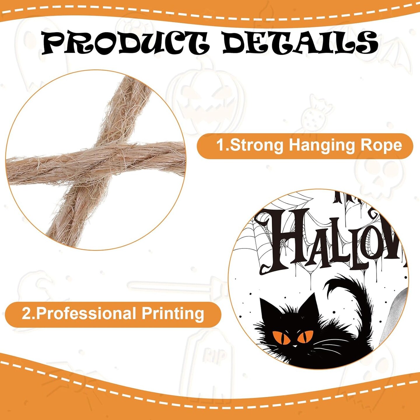 Pumpkin Black Cat Boo Happy Halloween Door Signs