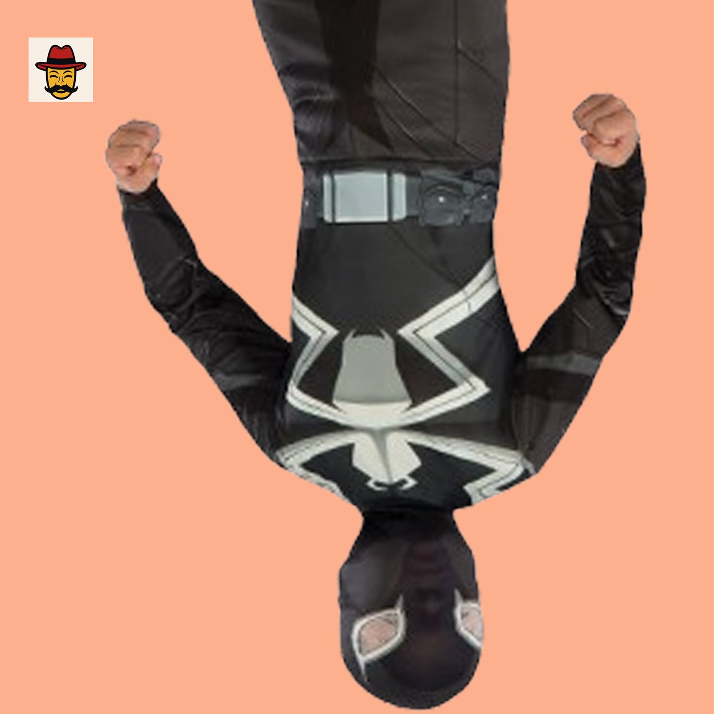 Agent Venom Child Costume Black Jumpsuit Mask Venom Symbol Boot Tops