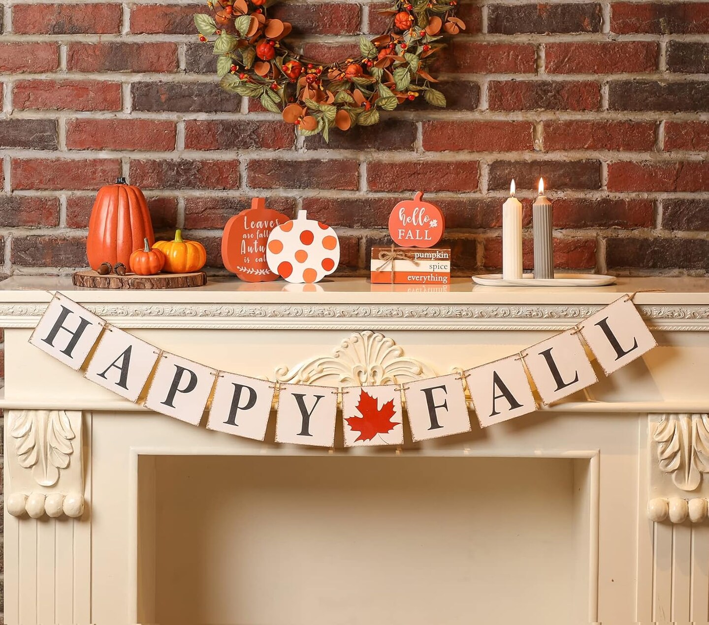 Happy Fall Banner, Vintage Thanksgiving Decor