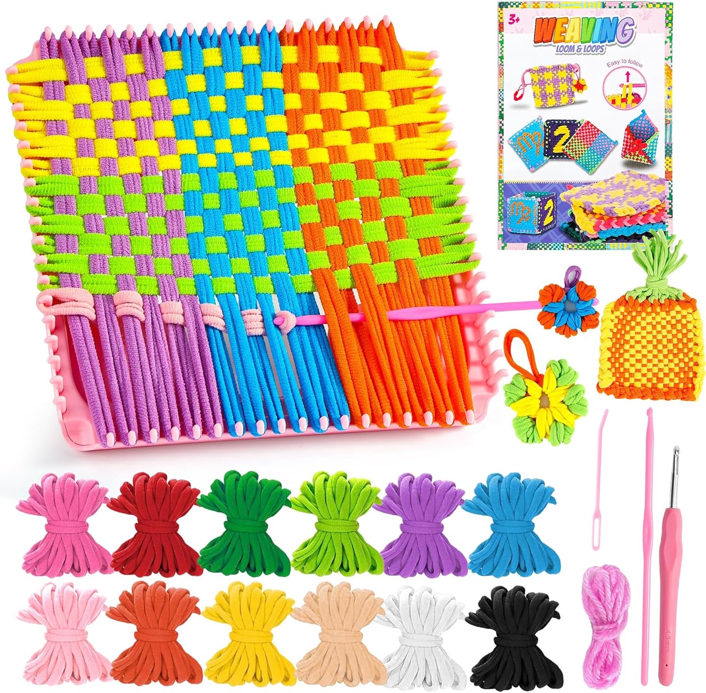 Potholder Loom Kit, 7.3" Weaving Loom Kit with 432 Craft Loops in 12 Colors
