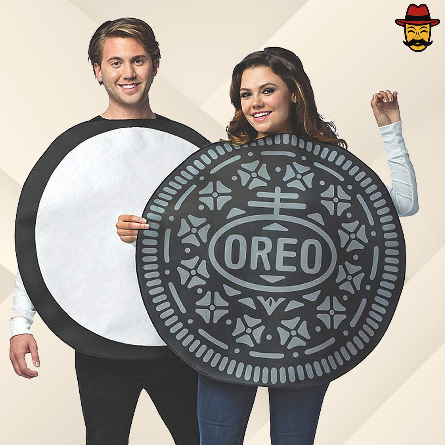 Oreo Couples Costume 2 In One Set Halloween Food Tunics Funny Party Outfit