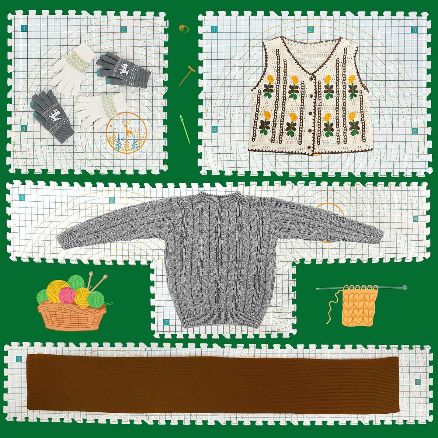 9 Pcs Blocking Mats for Knitting