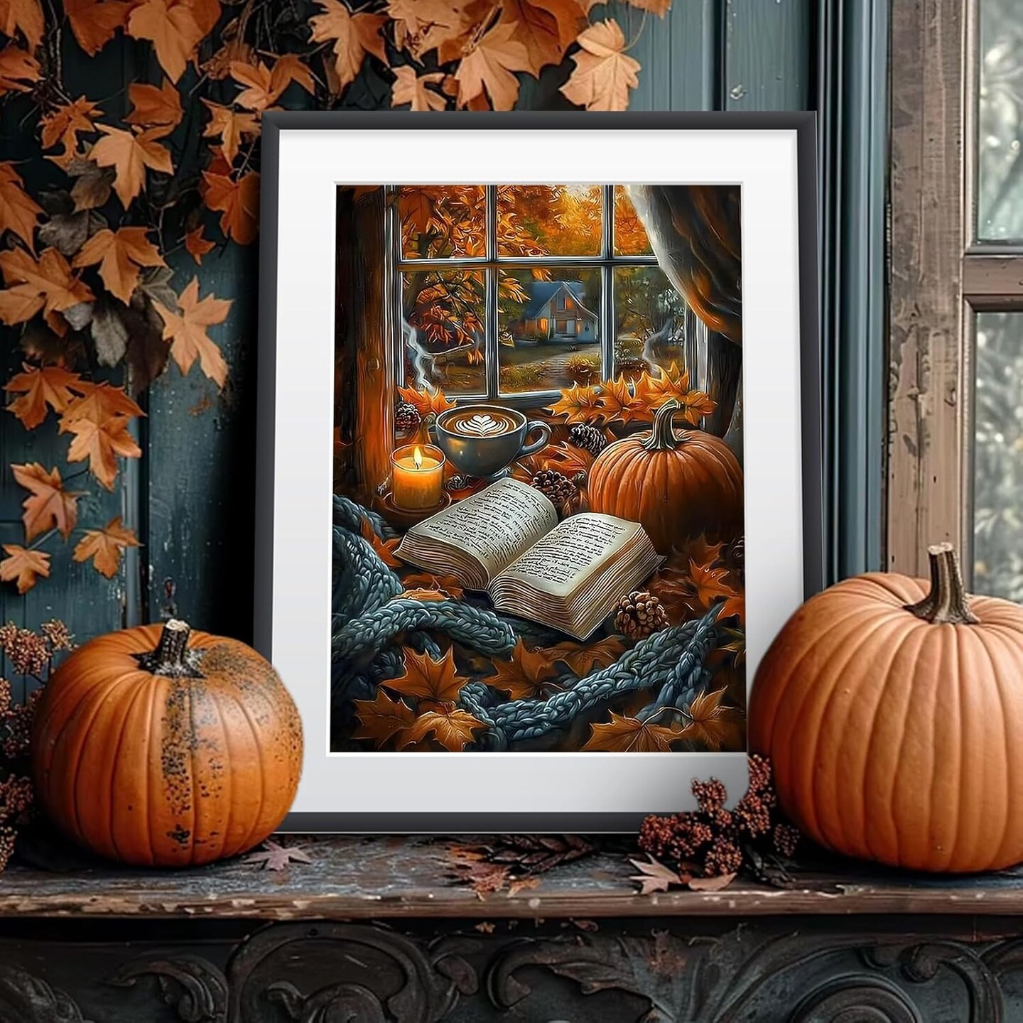 5D Fall Diamond Art Kits for Landscape Diamond Painting Reading Books Kits12x16 Inch