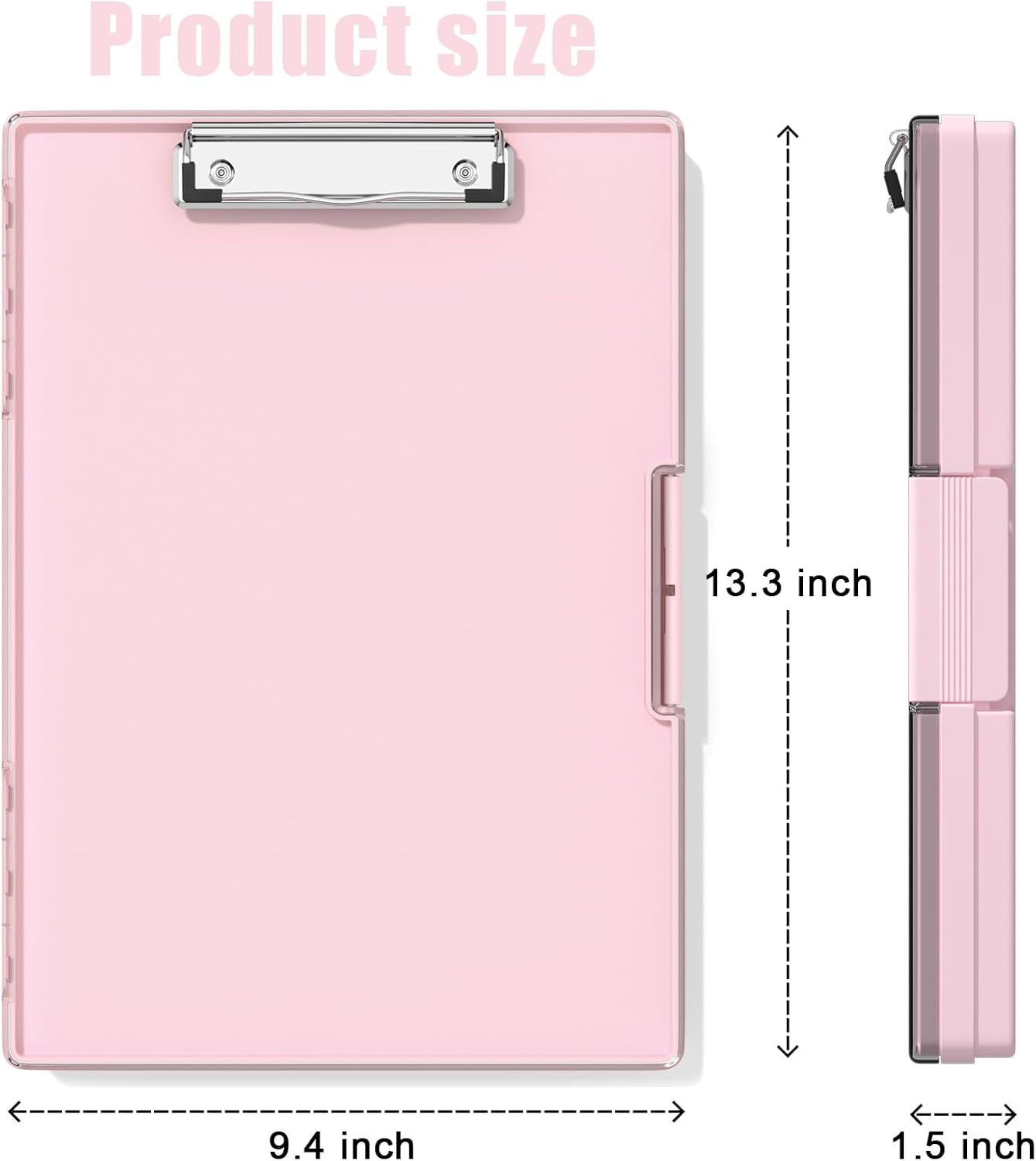 Clipboard with Storage, Pink 8.5 x 11 Folder Nursing Side-Opening – Heavy-Duty Dual Compartment Clipboard with Smooth Writing Surface for Teachers, Students, and Office Use, 13.3 x 9.4 x 1.5 in