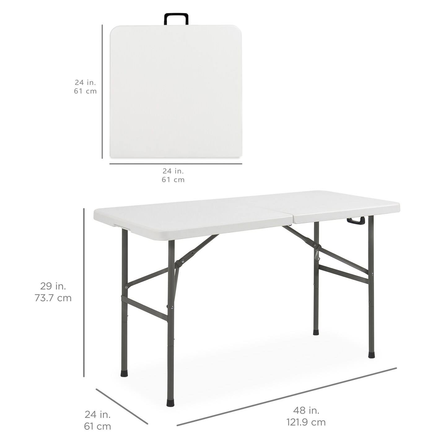 Best Choice Products 4ft Plastic Folding Table, Indoor Outdoor Heavy Duty Portable w/ Handle, Lock for Picnic