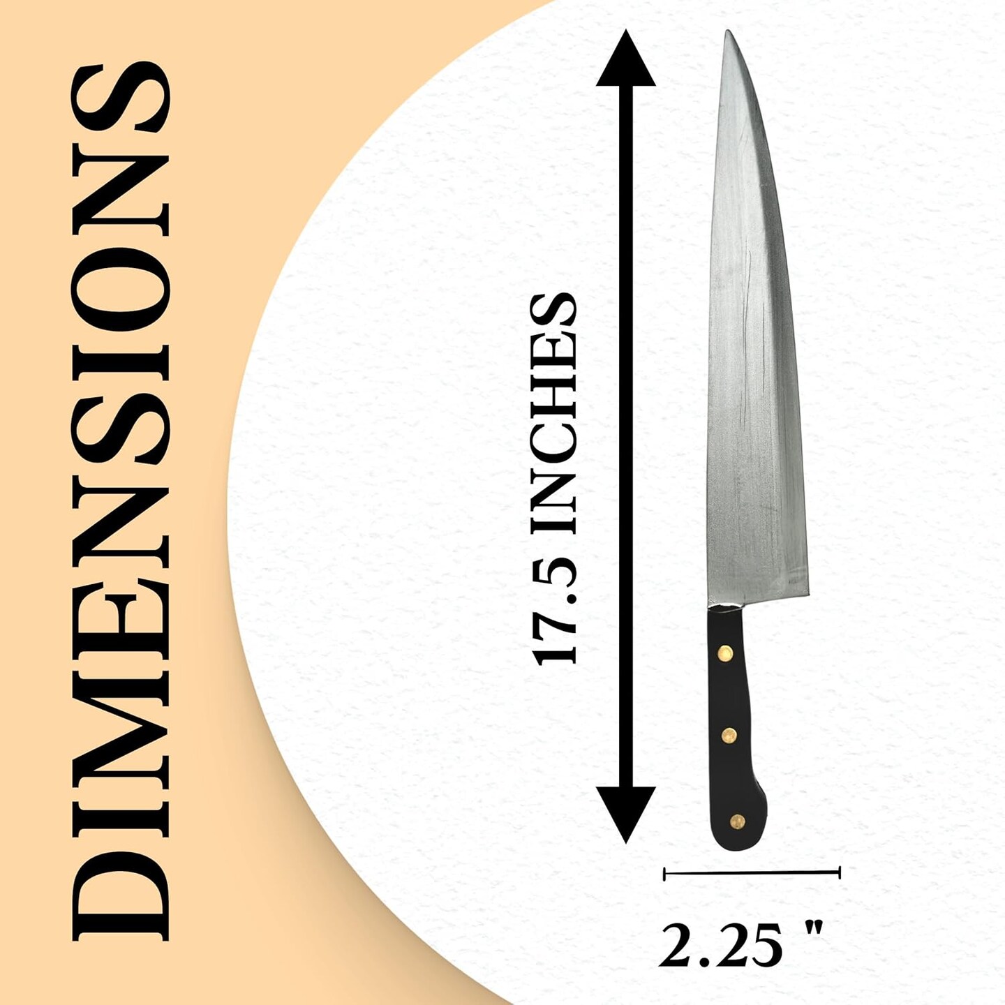 4E's Novelty 17.5" Fake Kitchen Knife Costume Prop – PE Foam Oversized Realistic Silver Knife Toy for Michael Myers, Horror, Zombie, Clown, Butcher & Halloween Costume Accessories