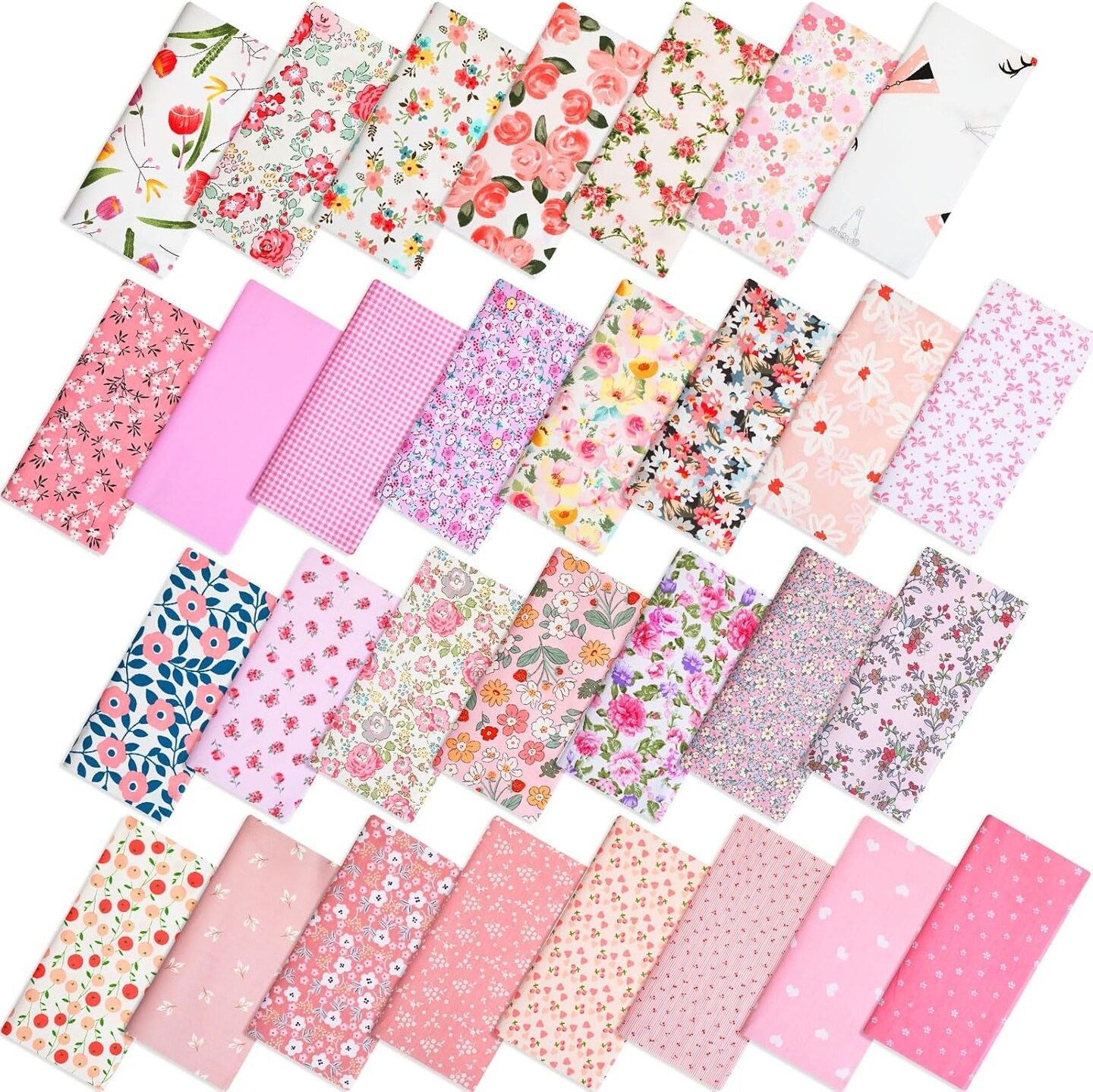 30 Pcs 10" Quilting Cotton Fabric Squares Floral Precut Fabric Square Sheets