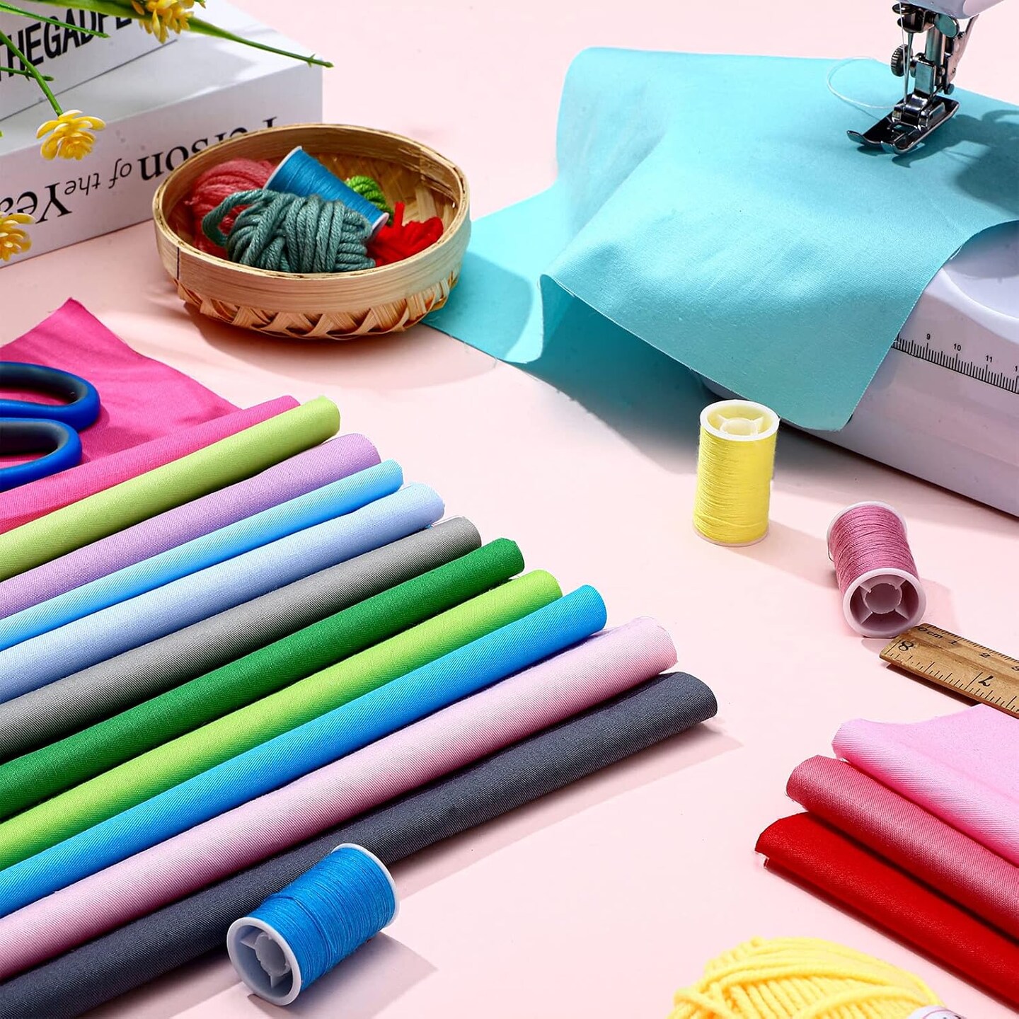 50 Pcs 10 x 10 Inch Cotton Fabric Bundle Square Multicolor Fabric