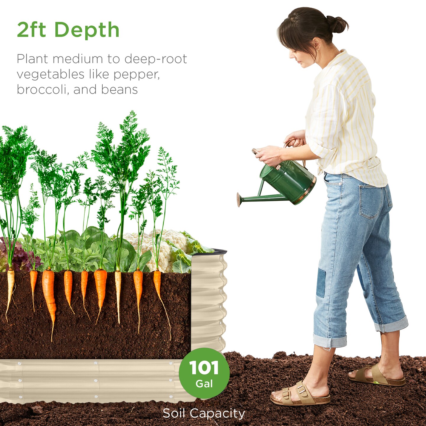 Best Choice Products 4x2x2ft Outdoor Raised Metal Oval Garden Bed, Planter Box for Vegetables, Flowers