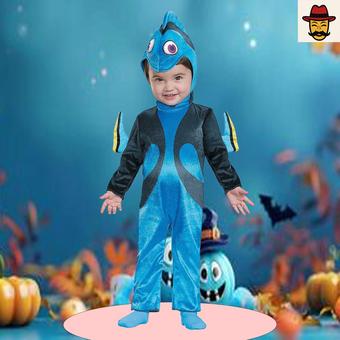 Infant Dory Costume with Fins Tail and Headpiece for Halloween