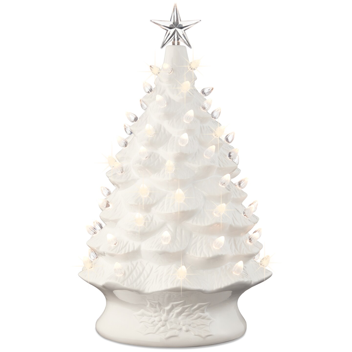 Best Choice Products 24in X-Large Pre-Lit Ceramic Christmas Tree Decor w/ 74 Bulbs, LED Light