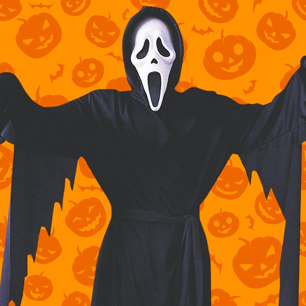 Unisex Scream Costume Halloween Ghost Face Mask Hooded Robe Belt Scary Party Outfit