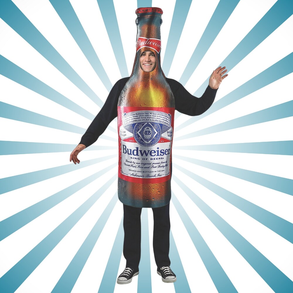 Budweiser Beer Bottle Costume Funny Beverage Tunic Logo Print Halloween Party Outfit