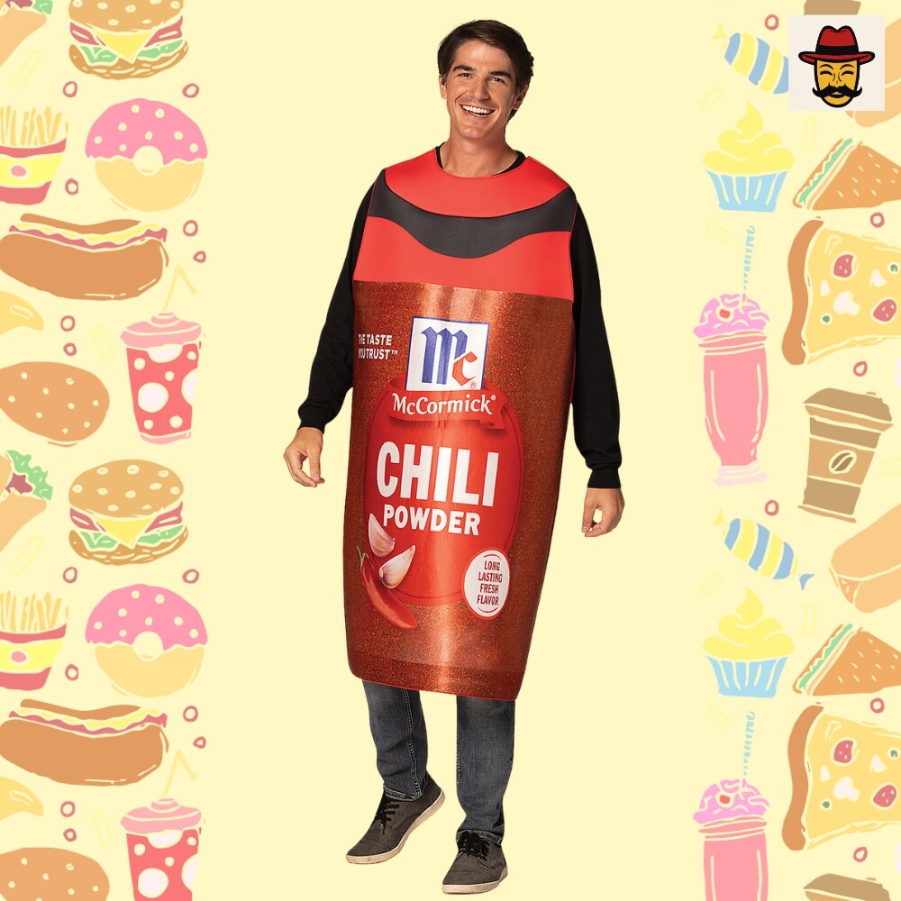 Adults McCormick Chili Powder Spice Costume Funny Food Bottle Look
