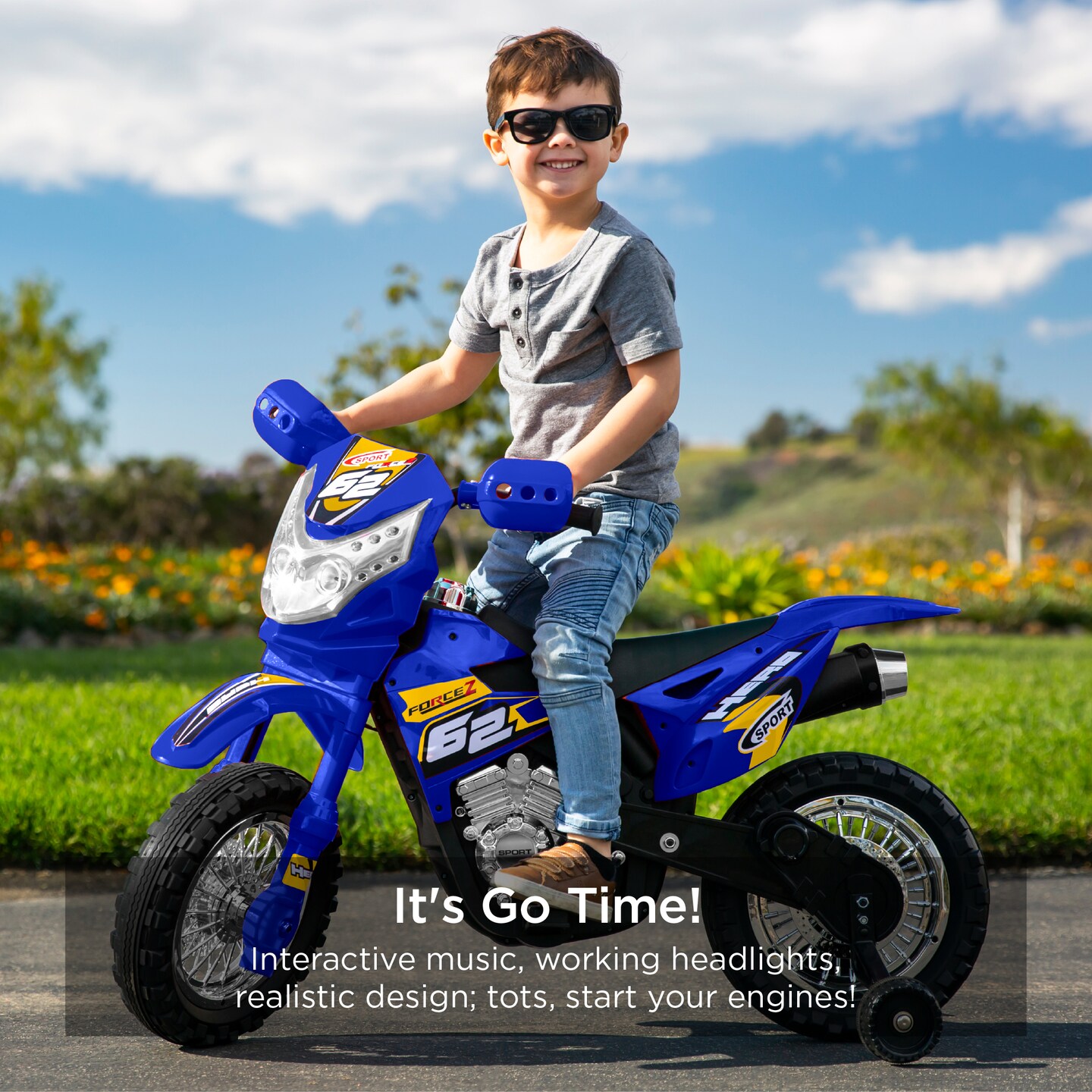 Best Choice Products 6V Kids Electric Battery Powered Ride On Motorcycle w/ Training Wheels, Lights, Music