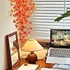 Artificial Fall Hanging Vine – Faux Orange Pothos Plant in Black Pot for Indoor & Outdoor Autumn Decor, Thanksgiving, Kitchen, Bathroom, Wall, Room, Porch (39-Inch Cascading Vine)