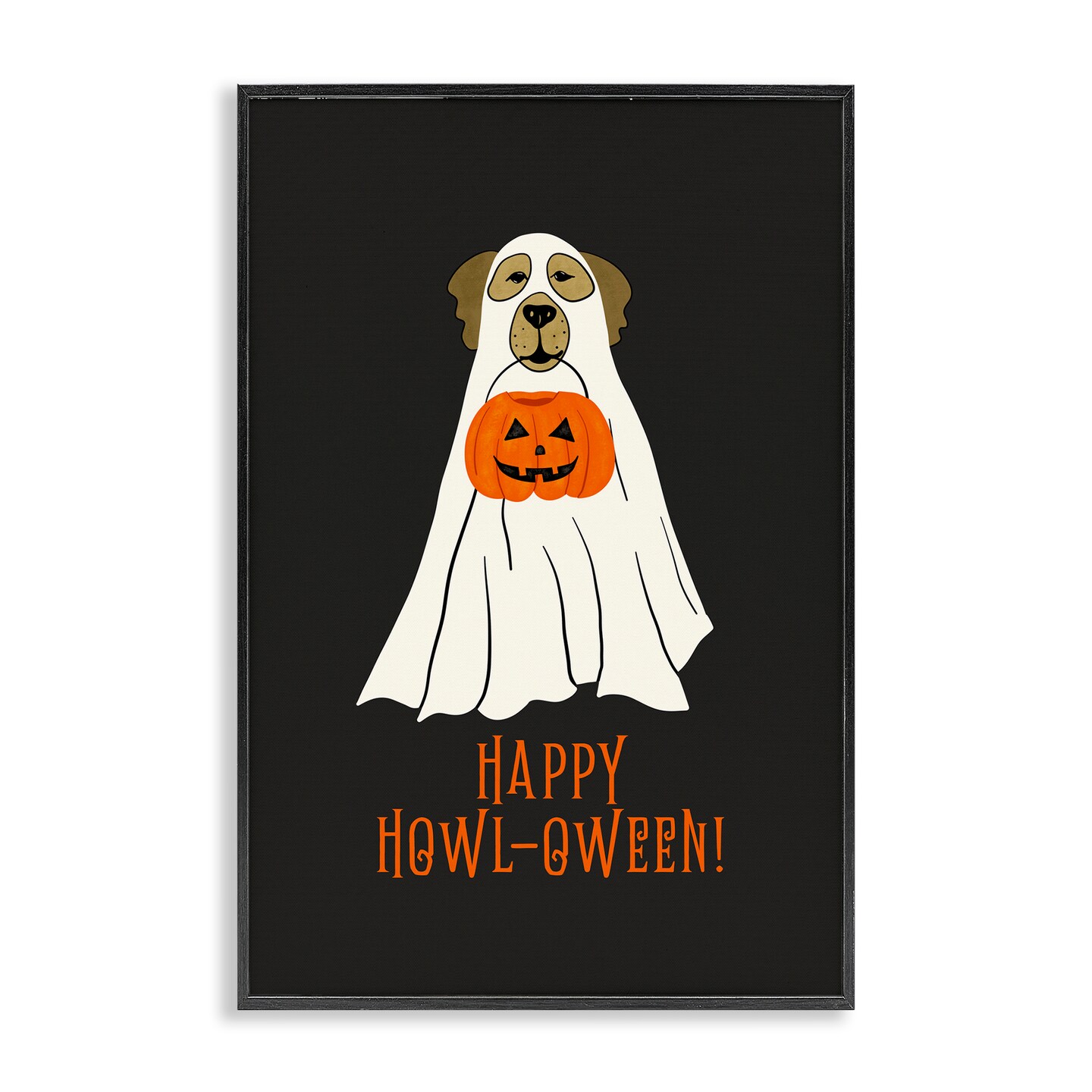 Happy Howl-oween Ghost Dog Framed Giclee Art