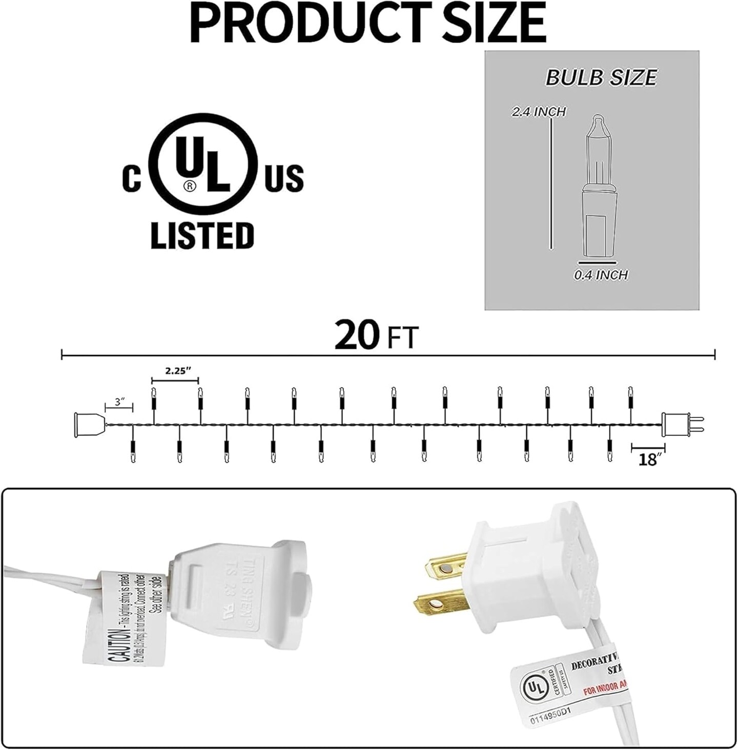 100 Count Warm White Christmas Lights – 20ft Incandescent Mini String Lights with White Wire, Waterproof & Connectable for Indoor & Outdoor Trees, Patios, and Holiday Decor (Warm White)