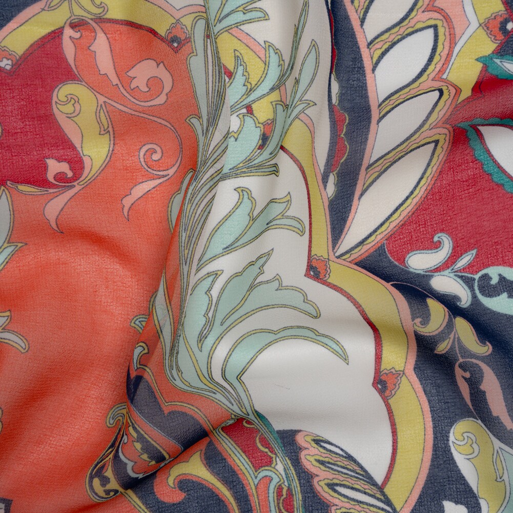 1 Yard Paisley Leaves Chiffon Print 55