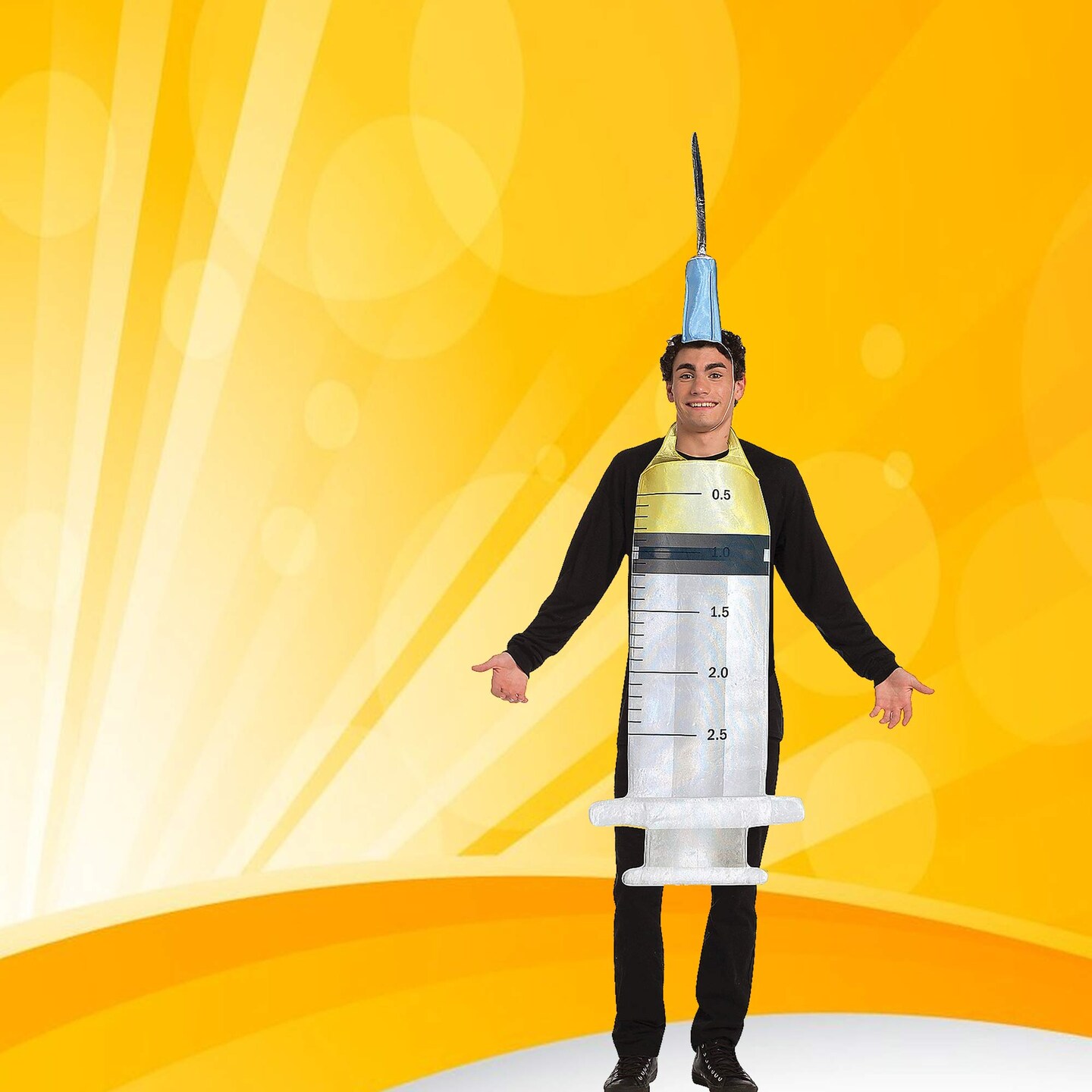 Syringe Adult Costume Funny Medical Tunic and Headpiece for Themed Events