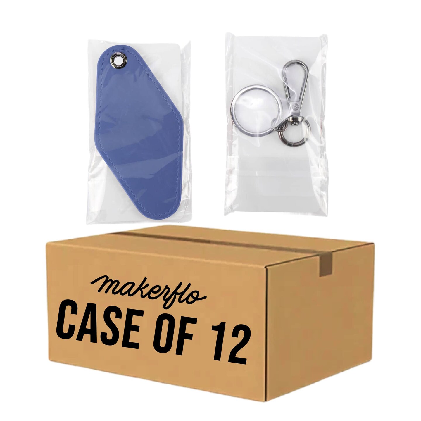MakerFlo Laserette Retro Motel Keychain Pack of 12, Engravable