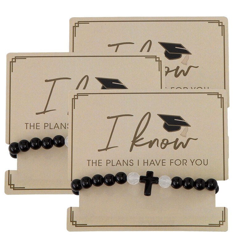 2 3/4&#x22; Religious Graduation Cross Bracelets on Handout Card 6 Pieces
