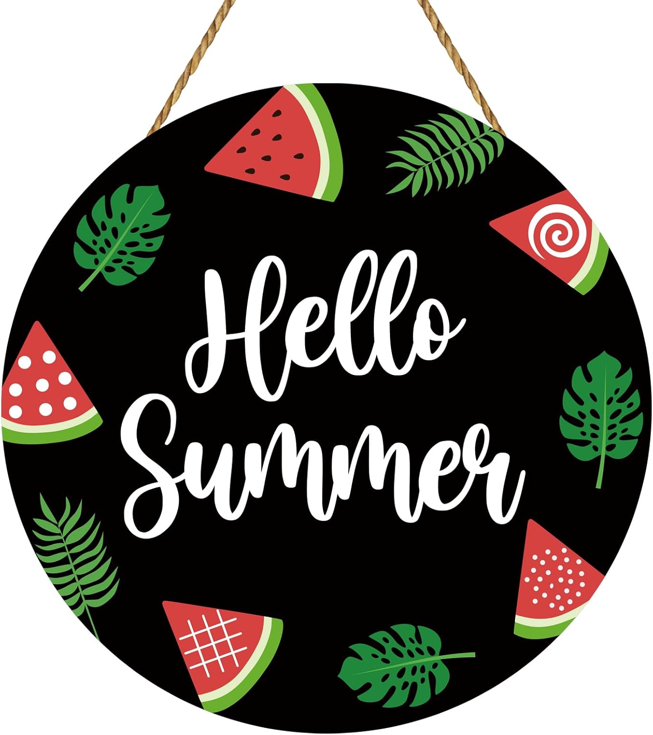 Summer Decor Summer Door Decor Watermelon Hanging Sign Decorations Wooden Hello Summer Door Sign Front Door Hanger for Wall Office Indoor Home Decorations