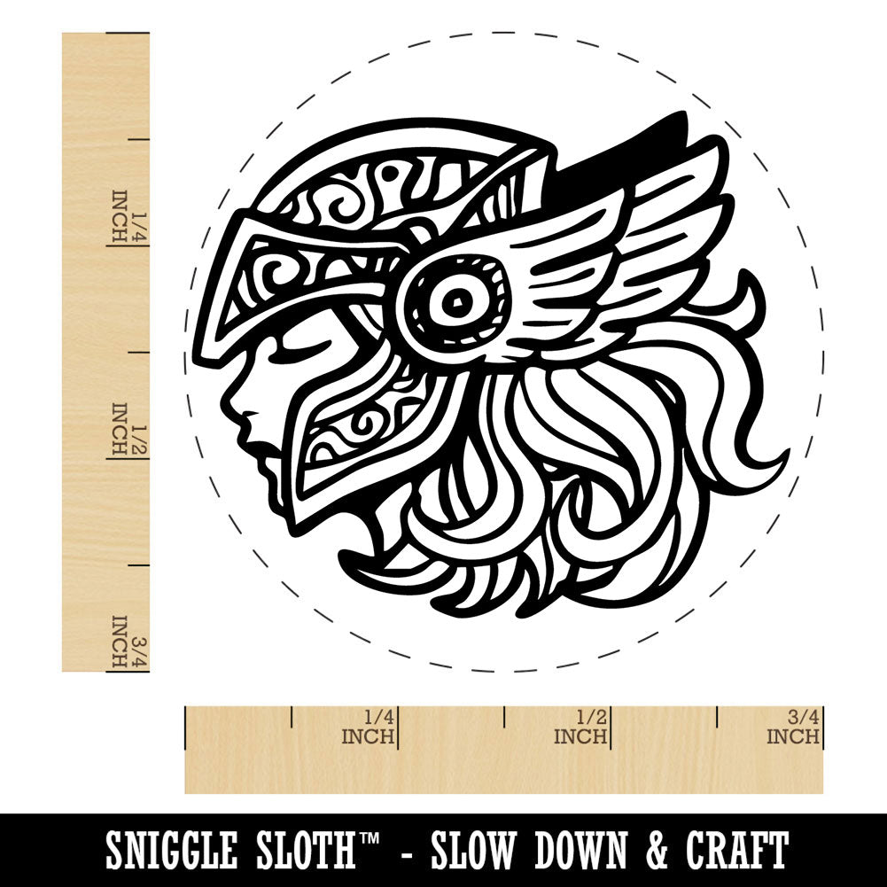 Valkyrie Female Viking Warrior Knight Winged Helmet Self-Inking Rubber Stamp for Stamping Crafting Planners