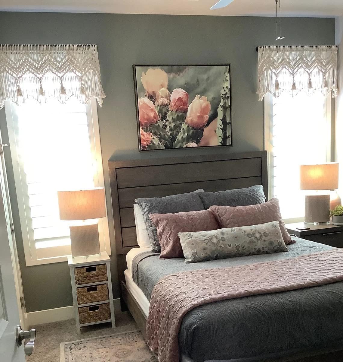 Boho Macrame Valance Curtain – 1 Panel Window Treatment, 52" W x 21" L, Handmade Bohemian Wall Hanging for Bedroom or Living Room Decor