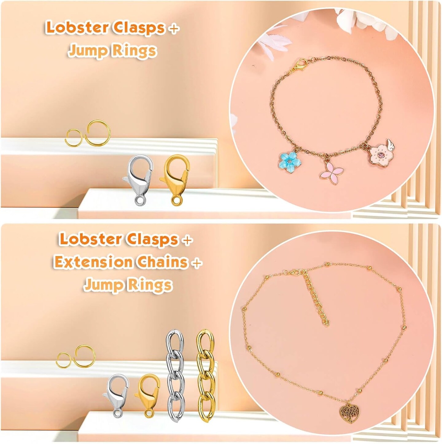 990PCS Keychain Making Kit, Keychain Craft Supplies Including Key Chain Hooks, Lobster Clasps, Key Rings and Jump Rings for Key Chain Making and Jewelry Making