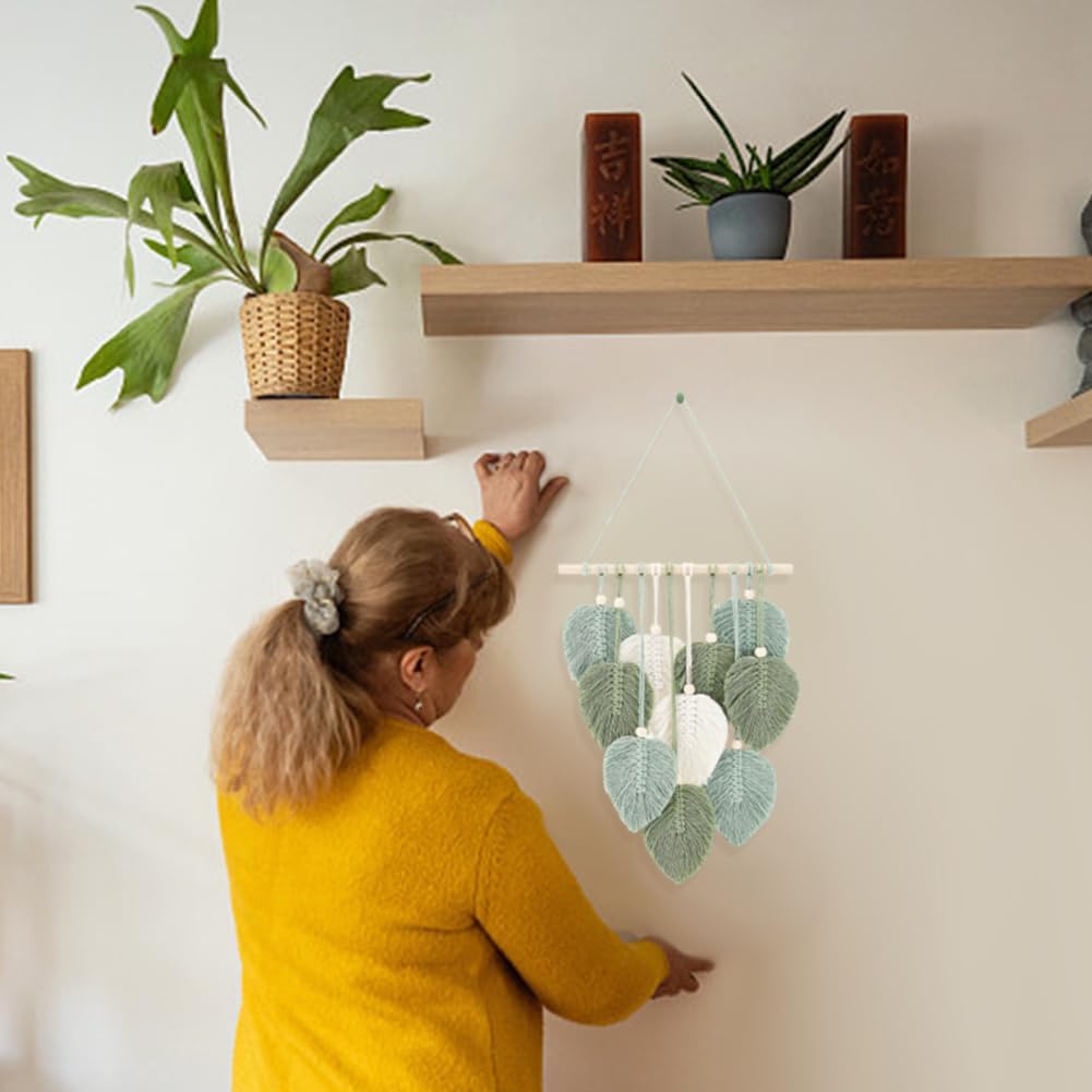 DIY Macramé Leaf Wall Hanging Kit – Beginner-Friendly Macramé Kit for Adults, Includes Feather & Woven Tapestry Projects, Perfect Birthday or Home Decor Gift