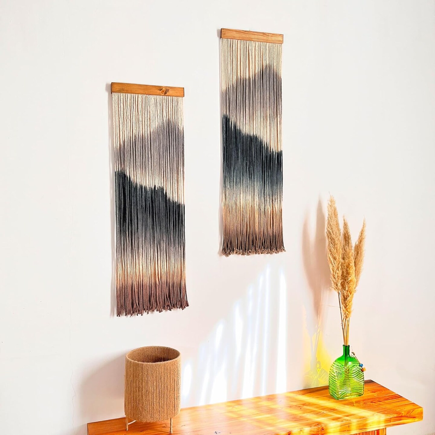 &#x27;Mini&#x27; Collection, Macrame Wall Hanging, Dip Dye Fiber Art Wall Art, Tie Dye Tapestry, Boho Wall Decor for Above Couch, Headboard, Living Room Decor Wall, Woven Macrame Art, Quantity 1,