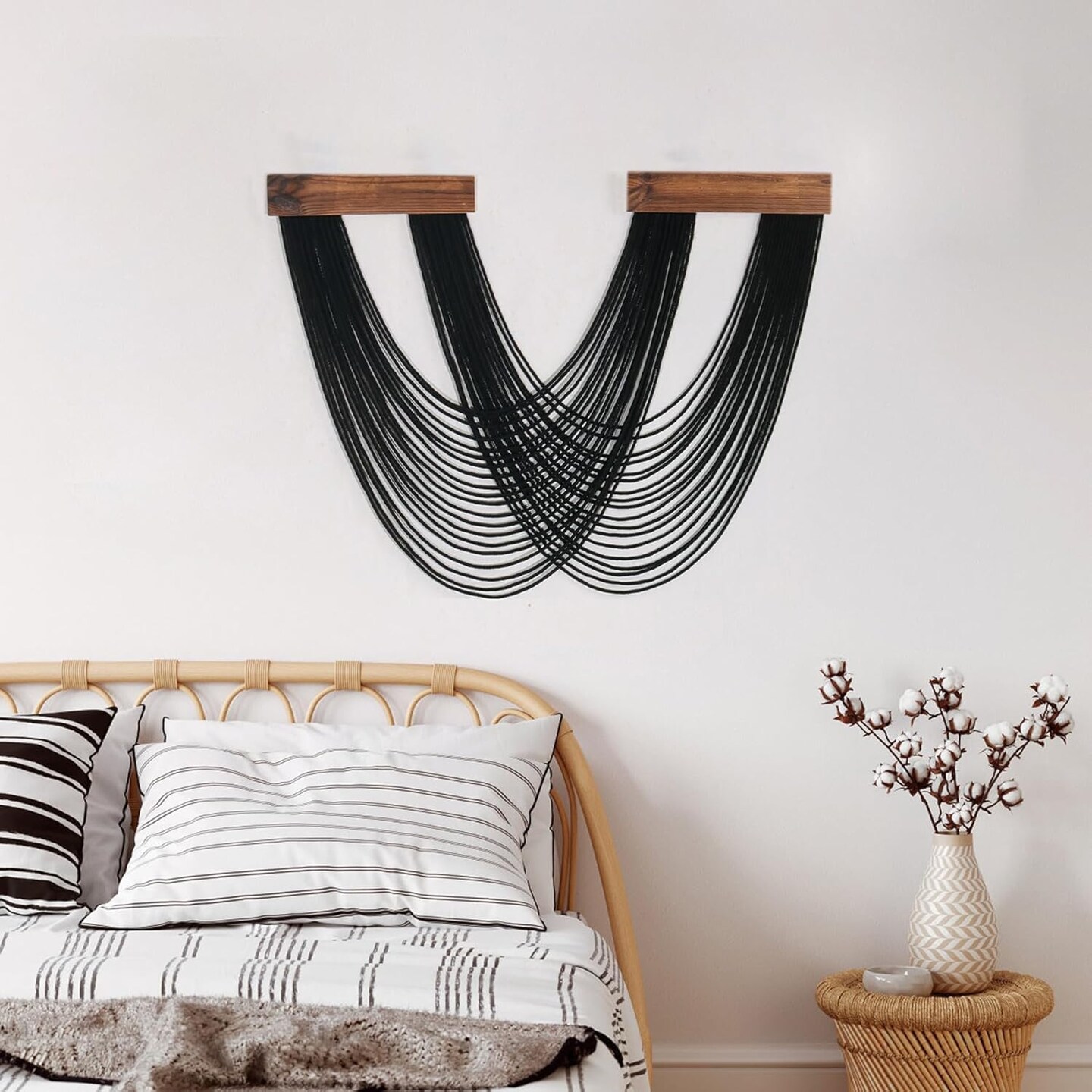 Macrame Wall Hanging, Boho Tapestry Wall Hanging Macrame Wall Art Handmade Yarn Woven Wall Art Modern Home Decor Headboard Wall Decor for Bedroom Living Room Dorm Nursery