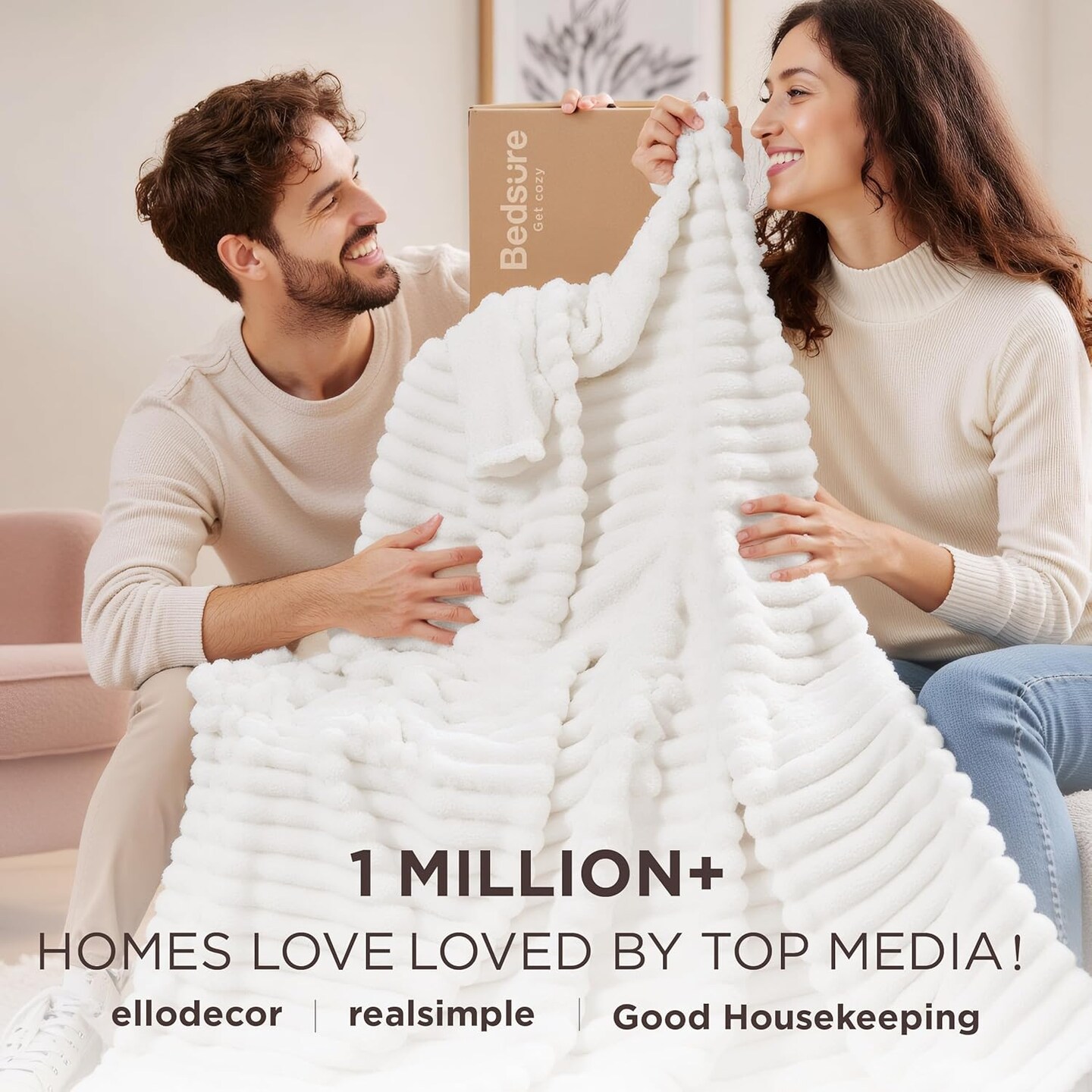 White Throw Blanket for Couch - GentleSoft Cozy Soft Blankets for Women, Cute Small Fleece Throws for Girls, House Bedroom Decor Aesthetic Gift for Women, Off White, 50x70 Inches
