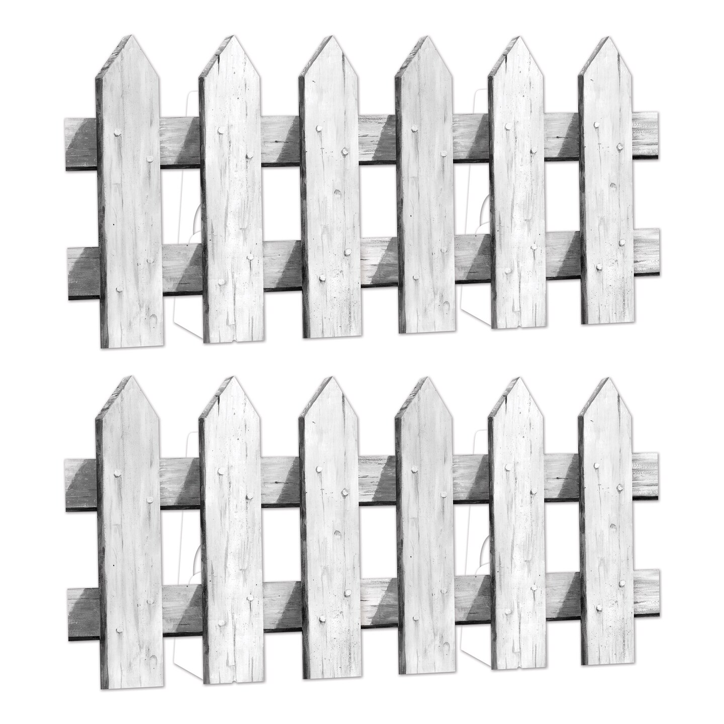 Beistle - 24" x 3' 10" - White - Picket Fence Stand-Ups Plastic - 4 Pieces