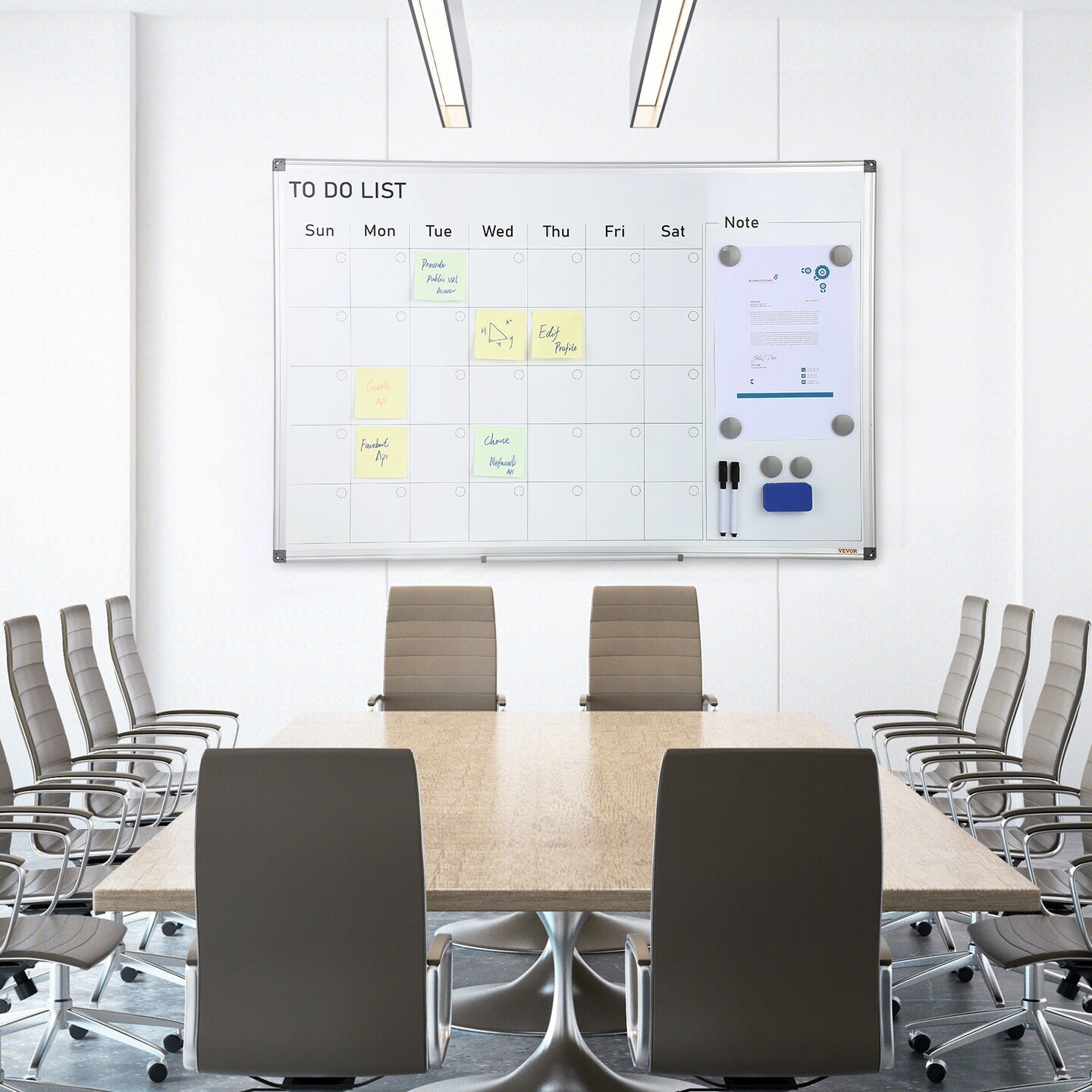 White Aluminum Magnetic Calendar Whiteboard Dry Erase Wall Mount Planner Board