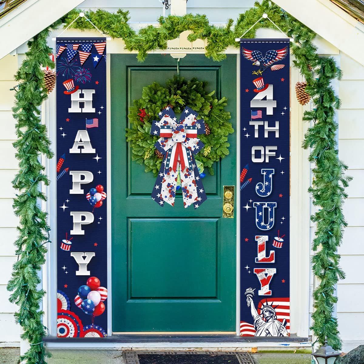 Large Patriotic Wreath Bow – Red, White & Blue Flower Burlap Bow for Front Door, 4th of July, Labor Day, Memorial Day, Independence Day Indoor & Outdoor Decoration