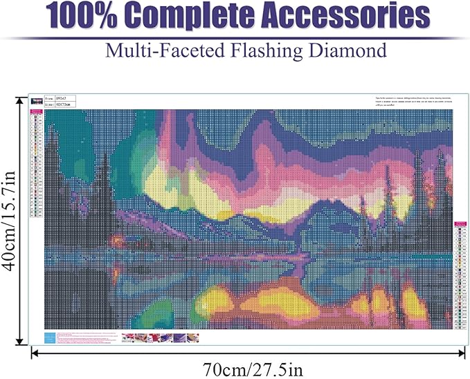Large Diamond Art Kits for Adults,Aurora Diamond Painting for Adults Beginner,DIY Aurora Mountain Lake Art Painting with Full Drill Diamond Art and Crafts Home Wall Decor 27.5 X 15.7inch