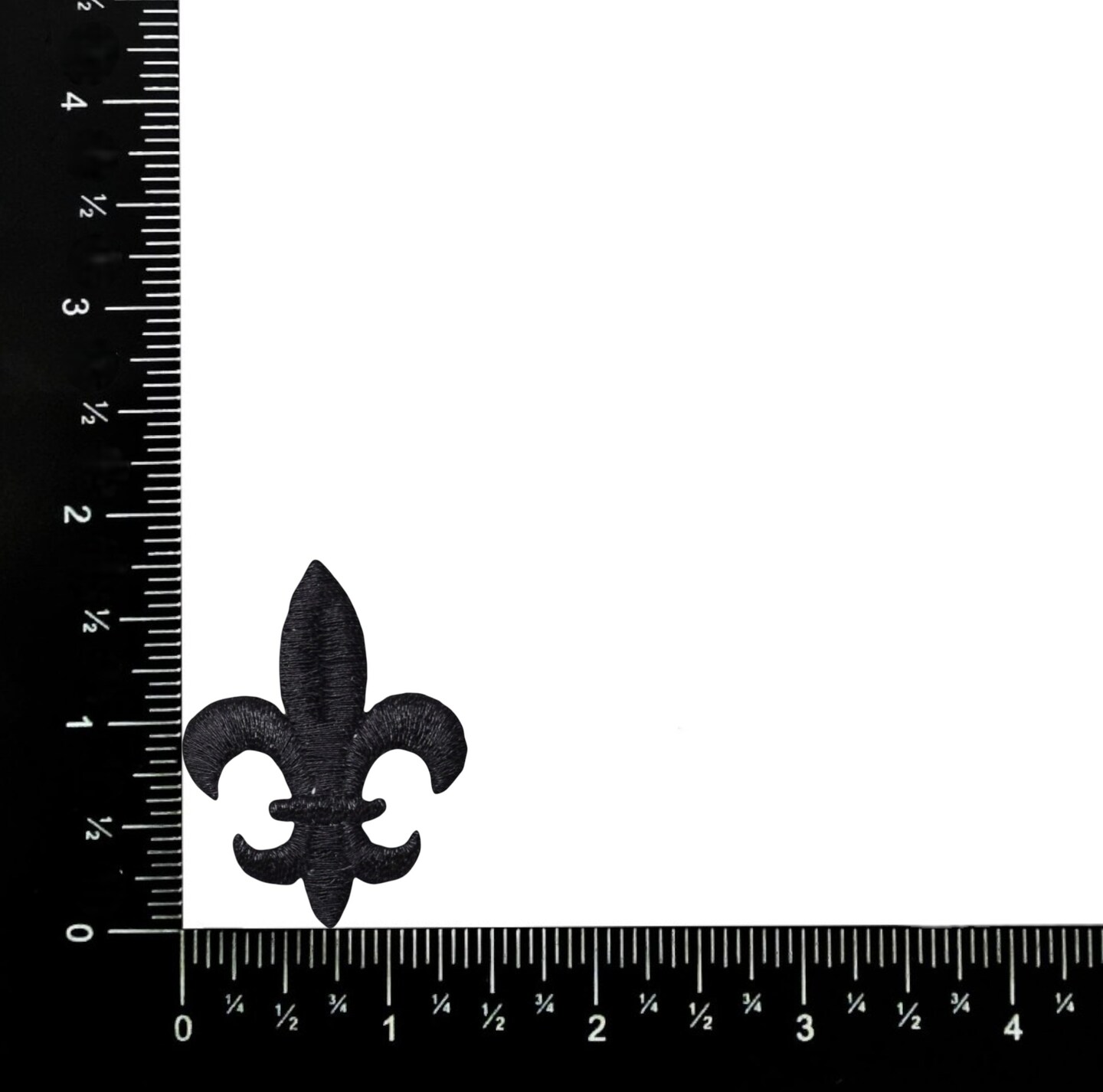 Set of 3, 1.75 inch Black Fleur De Lis - Embroidered, Iron on Patch