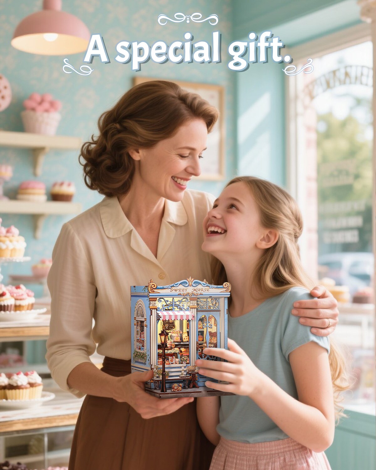 CUTEBEE Book Nook Kit Sweet Marie Bakery DIY Miniature House Shelf Insert Decor Diorama Kit