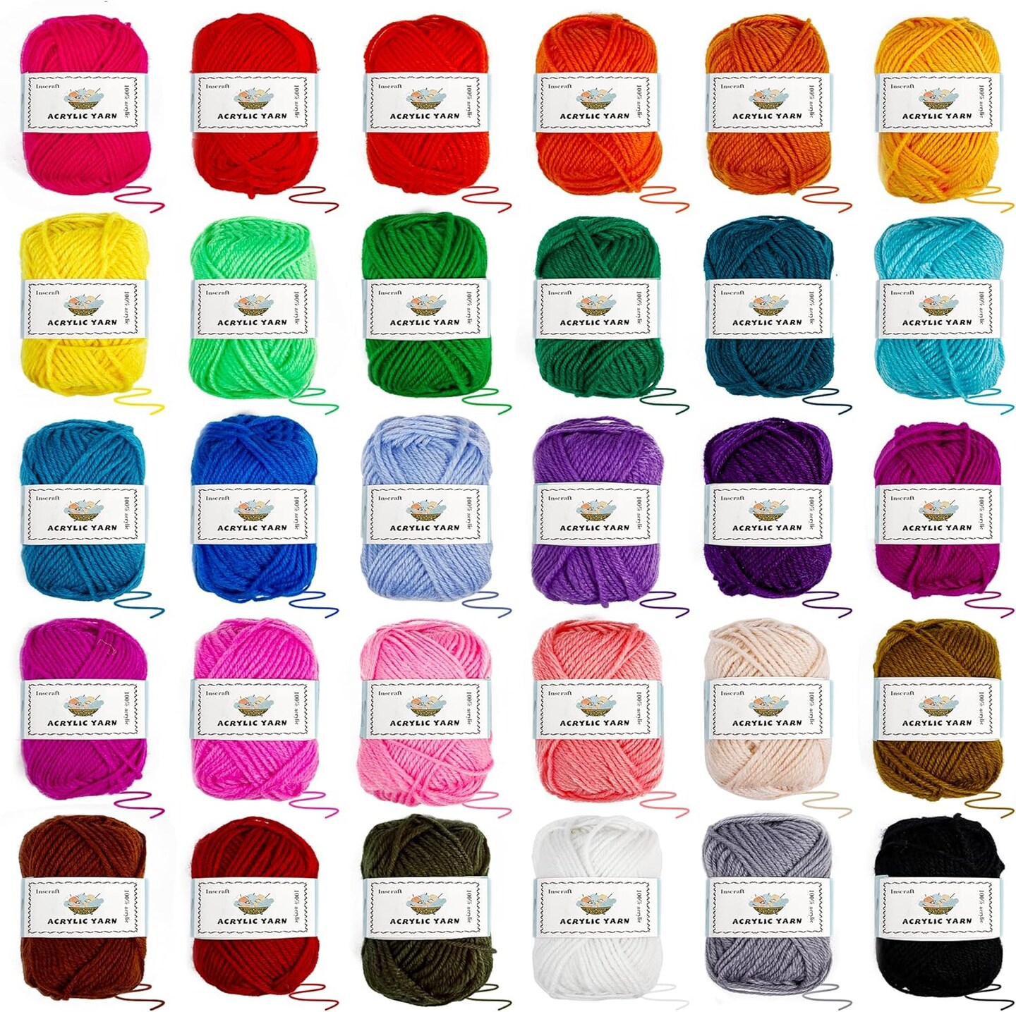 Crochet Yarn Kit for Beginners & Kids – 1650 Yards, 30-Color Acrylic Skeins with Hooks, Stitch Markers, User Manual & Accessories, Complete Starter Set for Amigurumi & DIY Projects